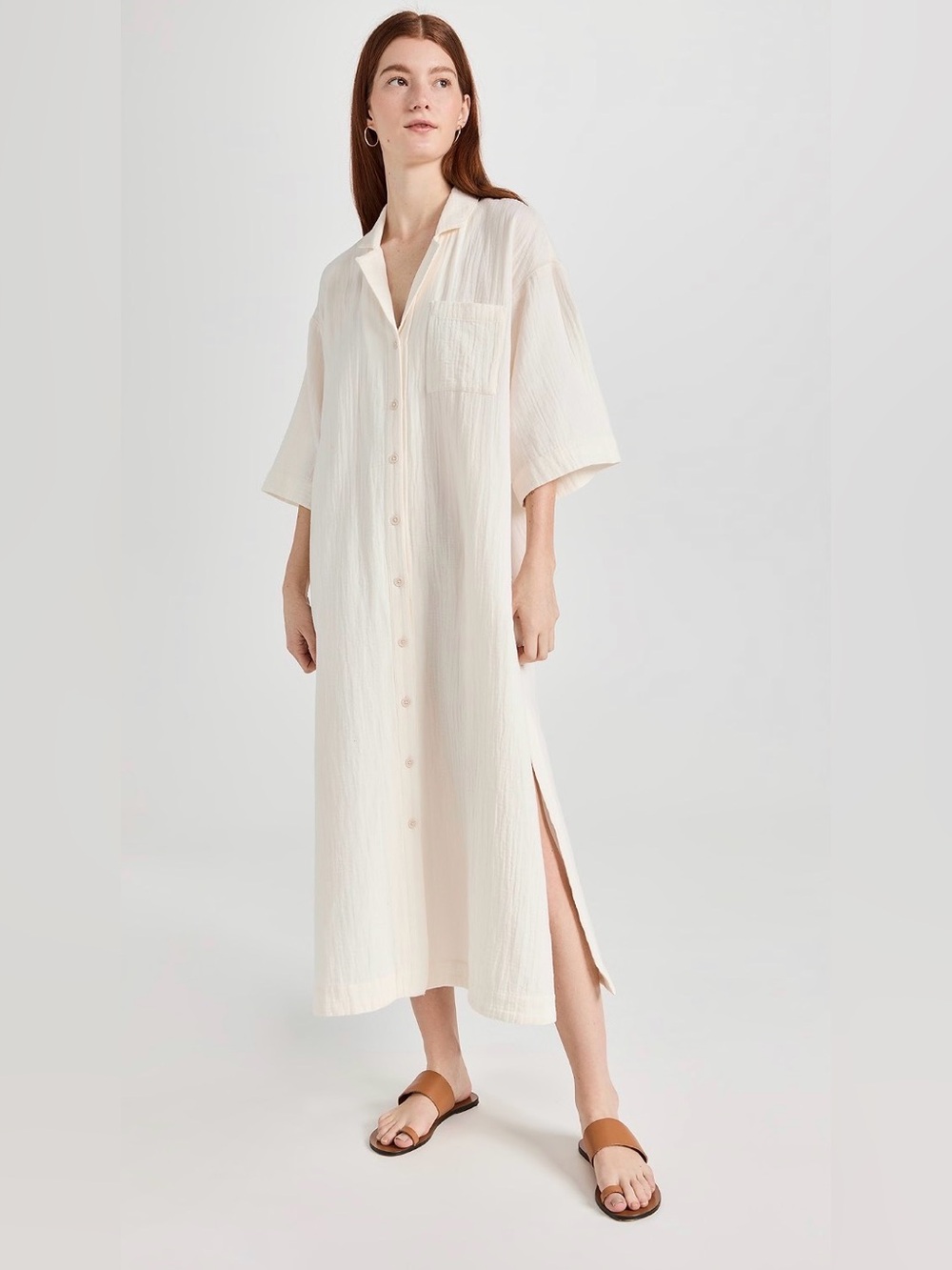 Madewell isla Cream Button-Front Maxi Shirt Dress 100% cotton